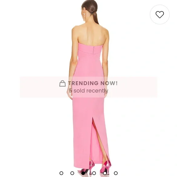 Helsa Tech Gabardine Long Strapless Dress in Very Pink - Picture 13 of 13